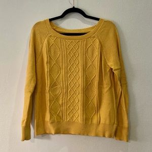 F21 Yellow Cable Knit Sweater